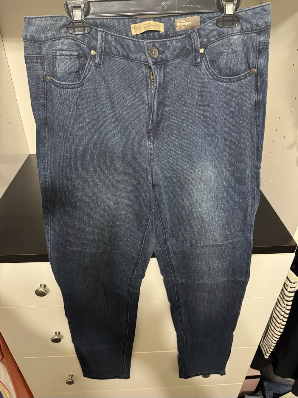 Vintage America Boho Skinny Jeans in Dark Blue Wash